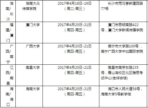 “2017年4月22日雅思口语考试安排”