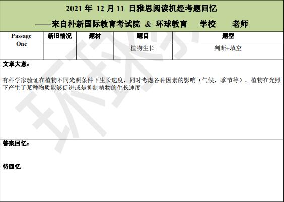 2021年12月11日雅思阅读机经