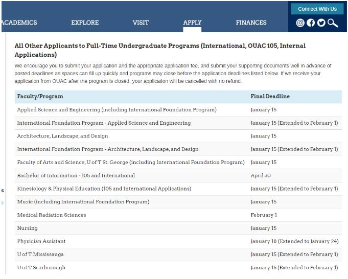 加拿大热门院校申请截止日期汇总