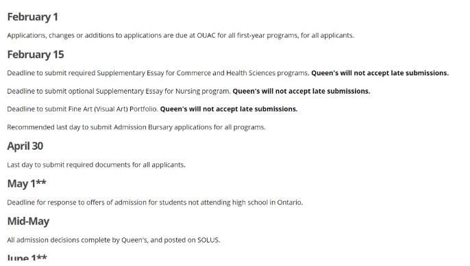 加拿大热门院校申请截止日期汇总