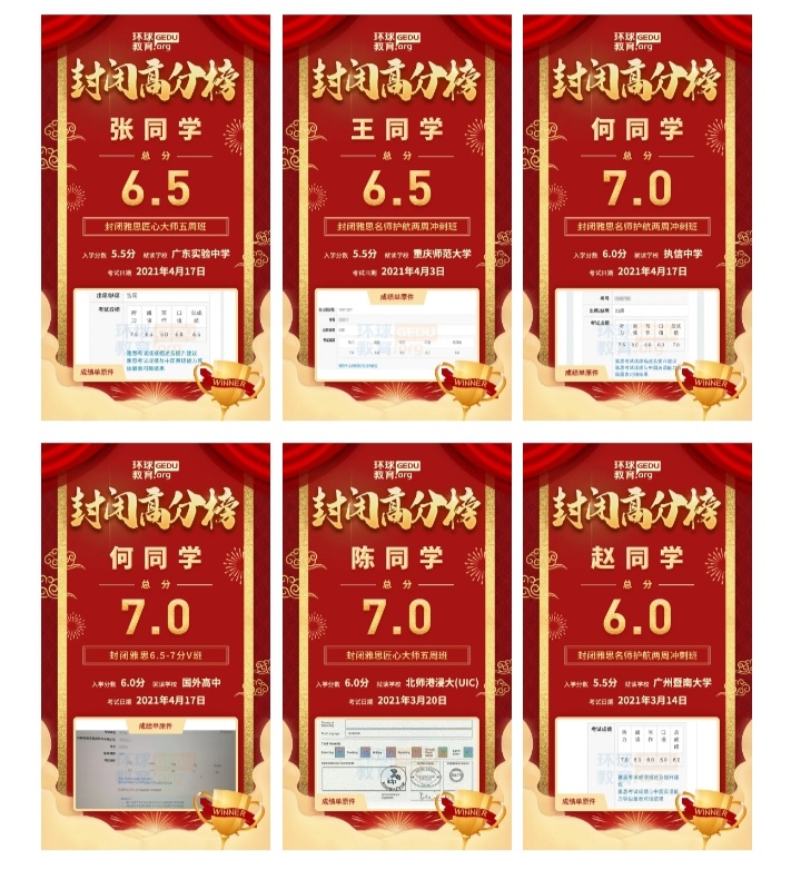 喜报！广州环球教育高分榜来袭！快来吸一波欧气