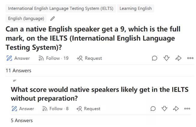 英语母语者的雅思成绩原来和我也差不多嘛！～
