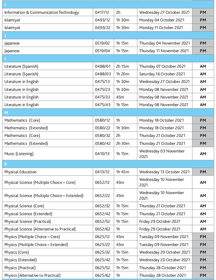 关注，2021年10/11月CAIE IGCSE&ALevel和牛津AQA IGCSE秋季大考时间表来了！