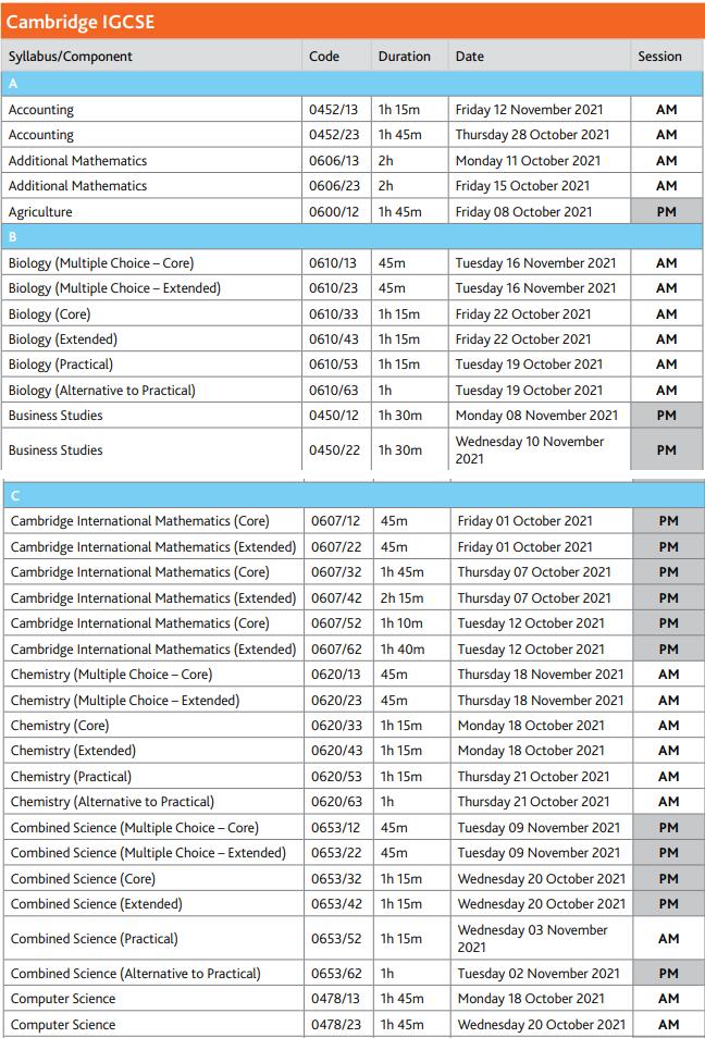 CAIE考试局公布了IGCSE和Alevel10-11月考试时间! CAIE考试局公布了IGCSE和Alevel10-11月考试时间!