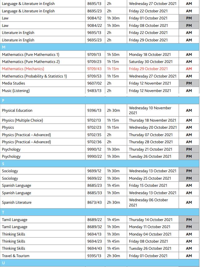 CAIE考试局公布了IGCSE和Alevel10-11月考试时间! CAIE考试局公布了IGCSE和Alevel10-11月考试时间!