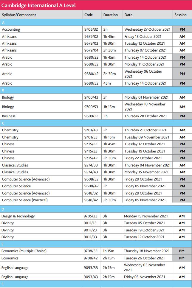 CAIE考试局公布了IGCSE和Alevel10-11月考试时间! CAIE考试局公布了IGCSE和Alevel10-11月考试时间!