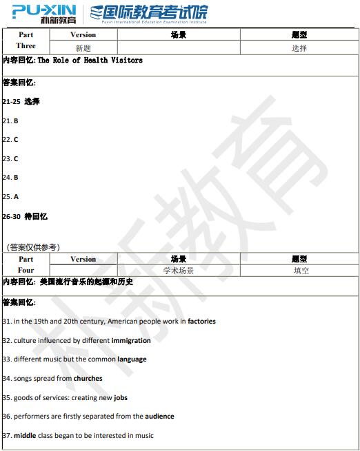 2021年7月1日雅思听力机经