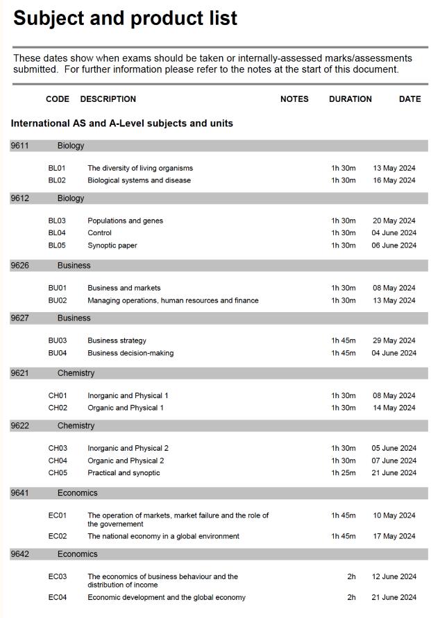 CAIE、Edexcel、AQA三大考试局2024上半年大考安排！