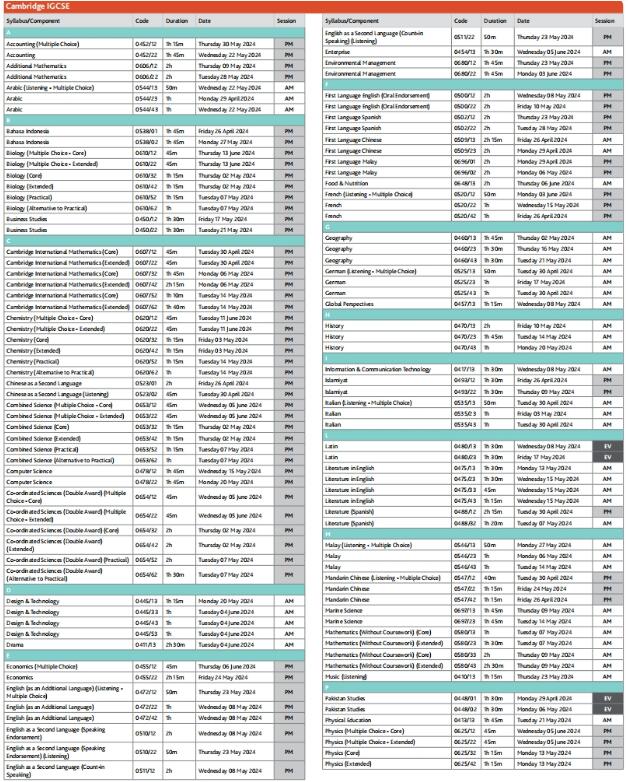 CAIE、Edexcel、AQA三大考试局2024上半年大考安排！