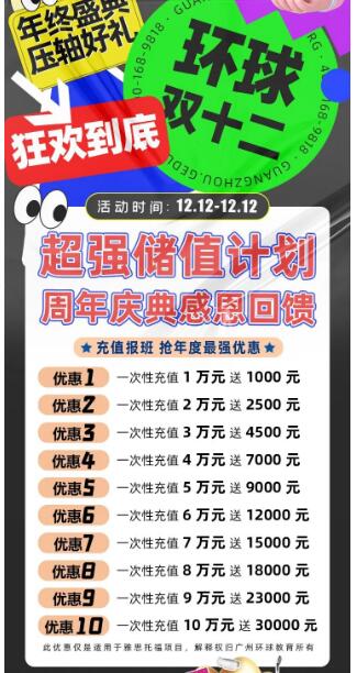 年终盛典，压轴好礼！广州环球教育双十二，狂欢到底！