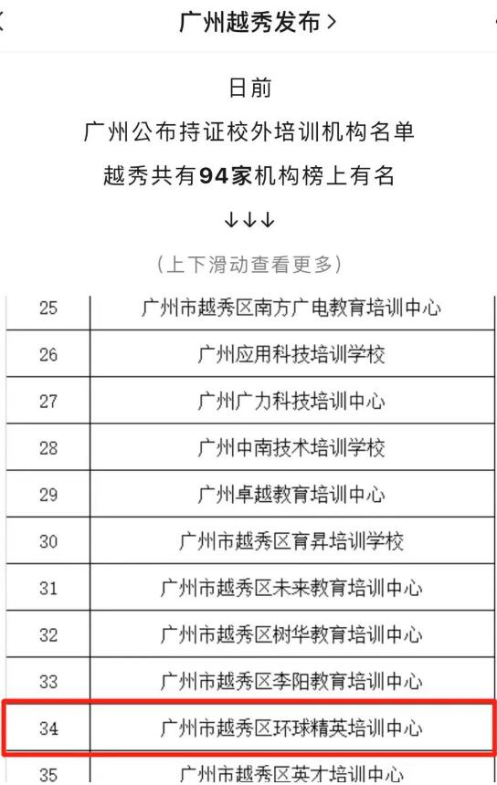 广州环球教育榜上有名！广州校外培训机构白名单！