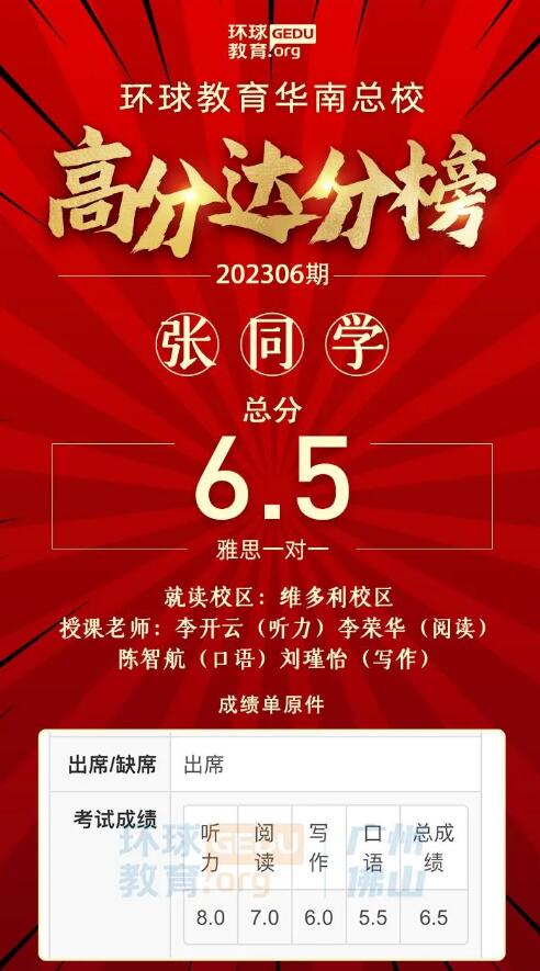 雅思高分喜讯：雅思首考拿7分、听力拿8分、阅读拿8.5分！