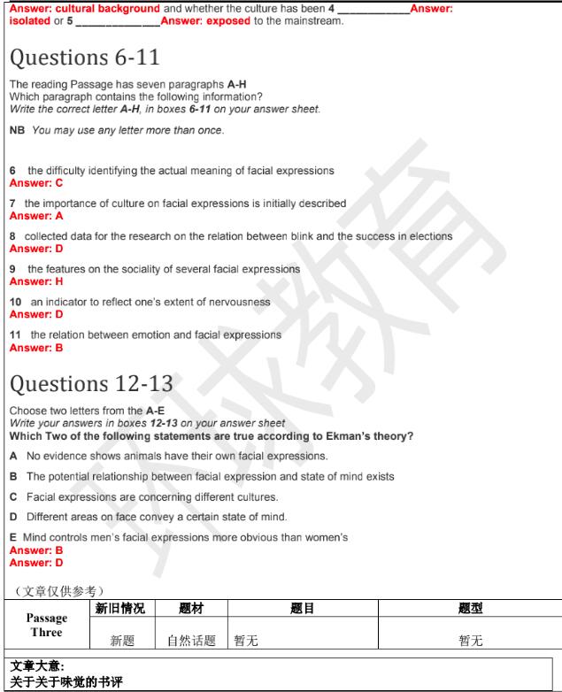 2023年8月12日雅思阅读机经