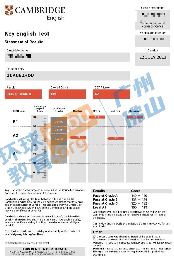 广州环球KET出分啦！2年级首考139高分！更有148分毫无悬念拿下KET卓越！