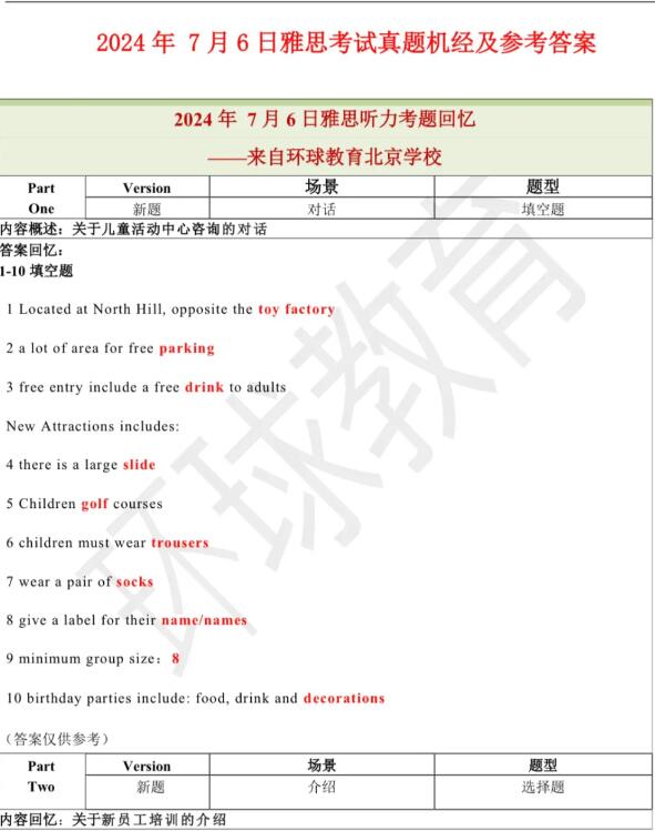 2024年7月6日雅思听力机经