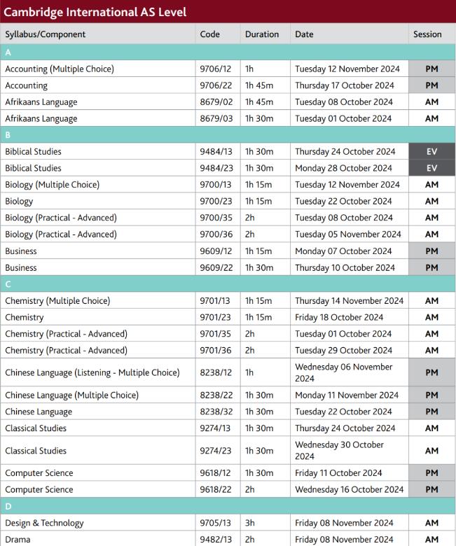 CIE ALevel:IAS/IAL 2024年10-11月考试时间安排来啦！
