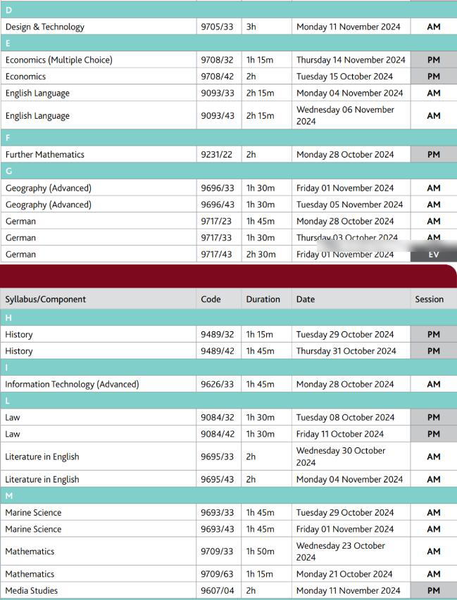 CIE ALevel:IAS/IAL 2024年10-11月考试时间安排来啦！