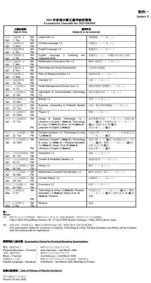 关于自修生报考DSE热门问题合集！附25年DSE考试时间表！