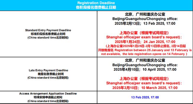 2025年A-Level夏季大考报名时间