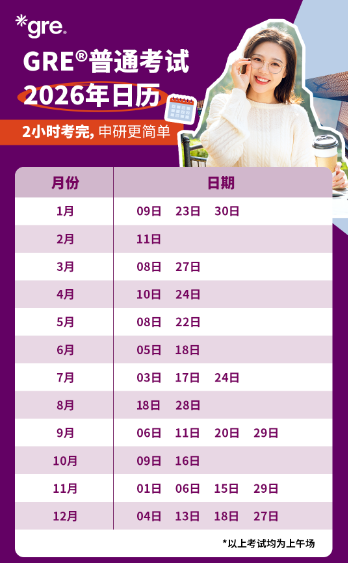 2026年GRE考试时间部分月份考位还是相对紧张