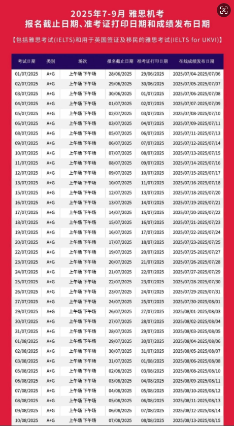 2025年雅思考试时间7-9月雅思机考&纸笔考位开放！抢位