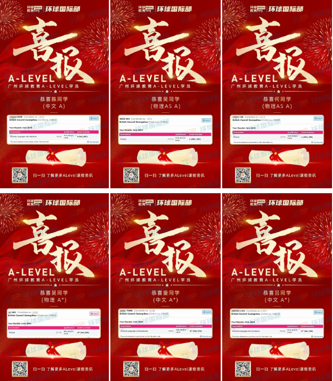 广州环球学员2025夏季大考A-Level出分喜报！梦校咫尺，追梦不止！