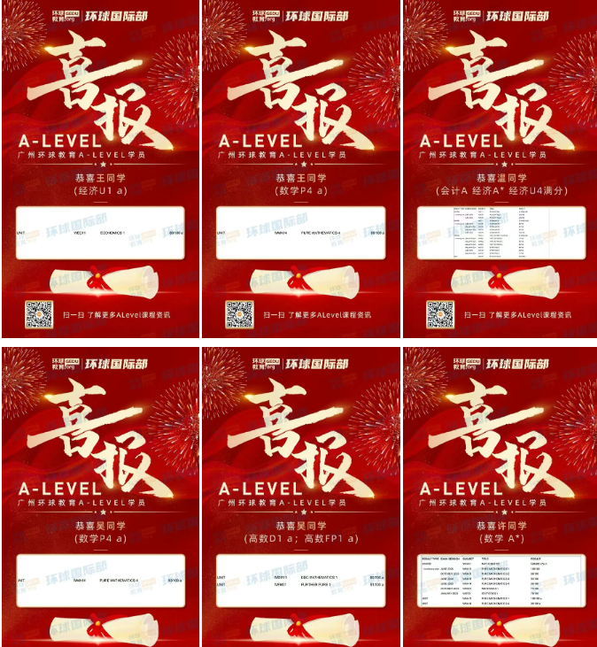 广州环球学员2025夏季大考A-Level出分喜报！梦校咫尺，追梦不止！