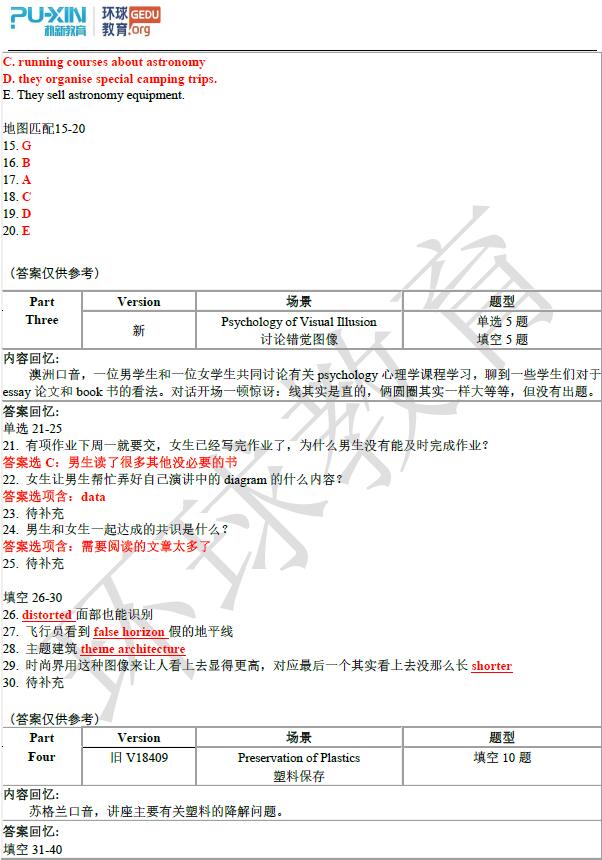 2020年01月04日雅思听力机经