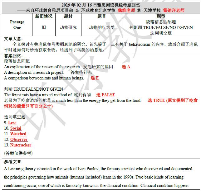 2019年2月16日雅思阅读机经