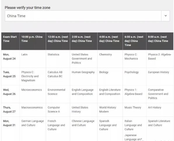 今年还有最后一次AP考试机会，时间为8月24日至31日