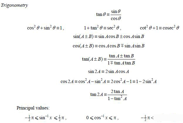 CAIE剑桥考试局ALevel数学和进阶数学必须掌握的公式汇总