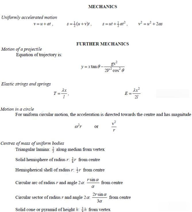 CAIE剑桥考试局ALevel数学和进阶数学必须掌握的公式汇总