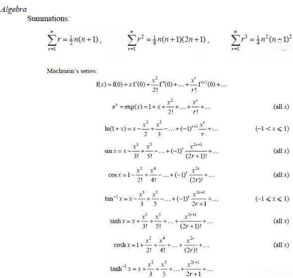 CAIE剑桥考试局ALevel数学和进阶数学必须掌握的公式汇总