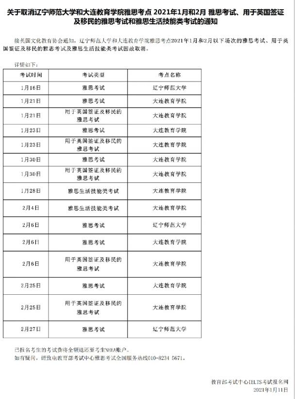 考情 l 请注意，又有学校考点取消1、2月雅思考试！