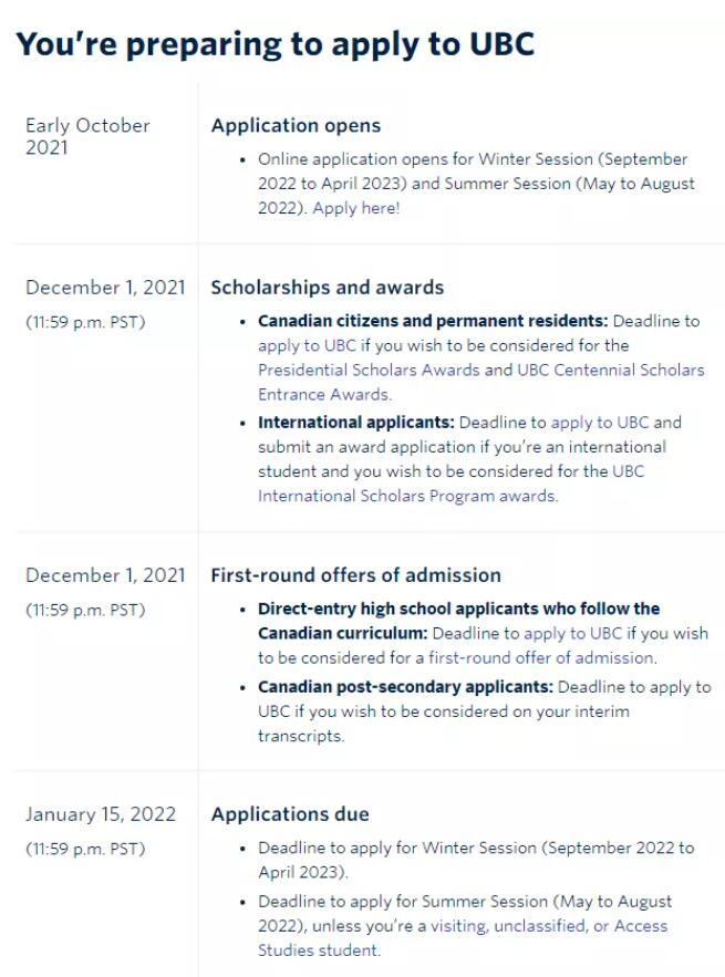 2021年加拿大大学申请截止时间,注意这些时间节点