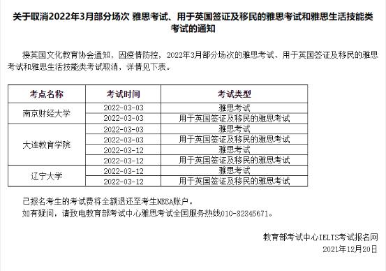 2022年雅思考试新变动，部分场次已取消至3月！