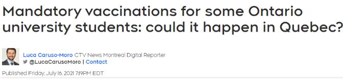 加拿大留学：学生9月想返校上课必须打疫苗？多大、西大等多校表态！