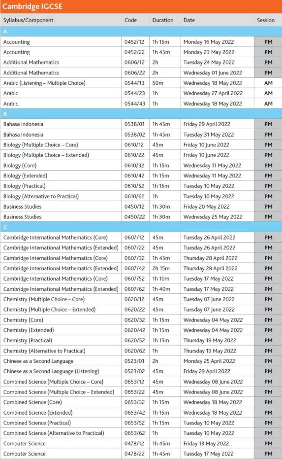 CAIE剑桥2022年5-6月IG/Alevel各科考试时间，请收藏！