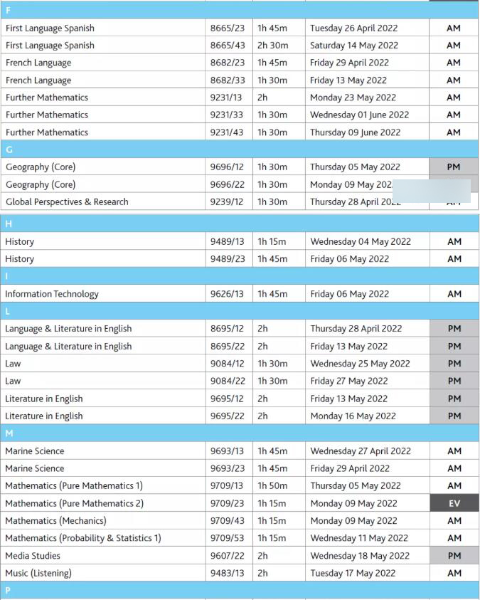 CAIE剑桥2022年5-6月IG/Alevel各科考试时间，请收藏！