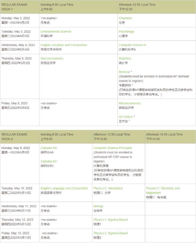 2022 AP考试注意事项全解析！附5月考试时间安排表