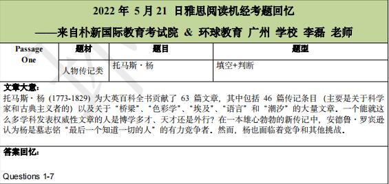 2022年5月21日雅思阅读机经