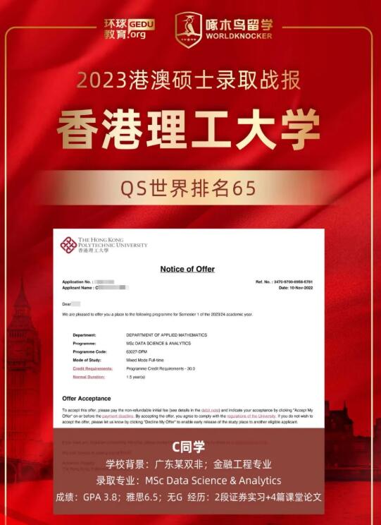 香港理工大学【留学offer】-数据科学与分析硕士