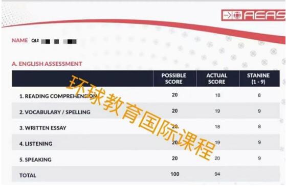 太震撼了！环球教育学员2个月考出逆天成绩：AEAS7-9年级94分！