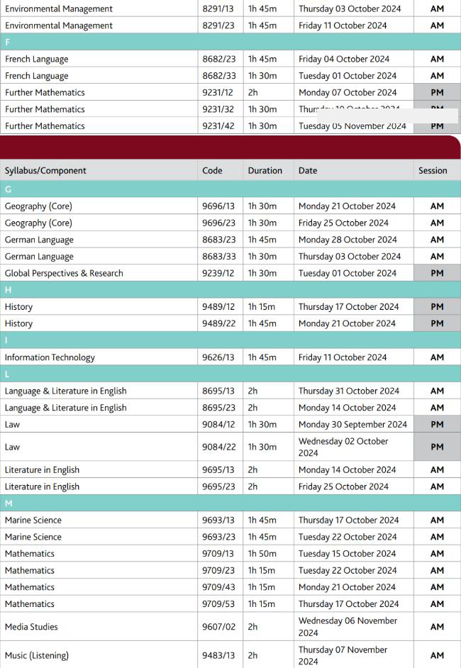 CIE ALevel:IAS/IAL 2024年10-11月考试时间安排来啦！