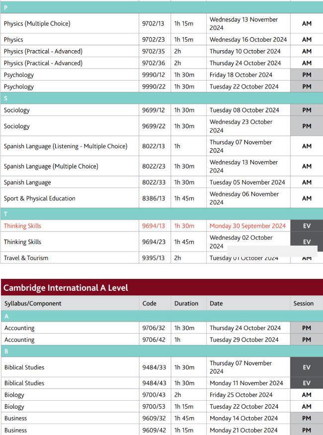 CIE ALevel:IAS/IAL 2024年10-11月考试时间安排来啦！