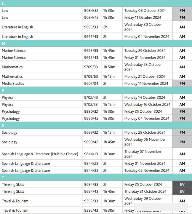 CIE ALevel:IAS/IAL 2024年10-11月考试时间安排来啦！