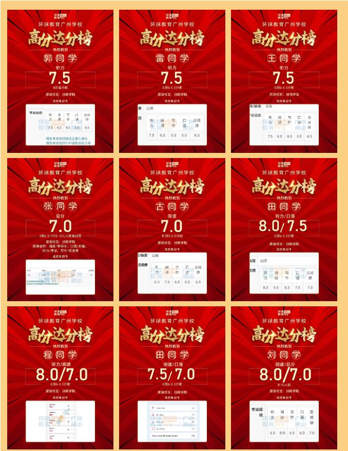 广州环球雅思封闭学院有何屠鸭魔力？学员出分捷报频传