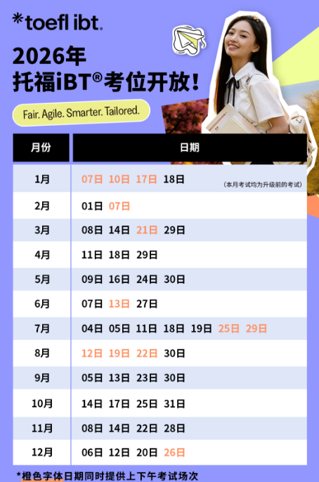 2026年托福考试全程时间!1月21日起,托福改革迎5大新升级! 2026年托福考试全程时间!1月21日起,托福改革迎5大新升级!
