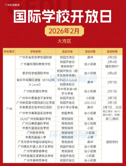2月国际学校开放日活动汇总！爱莎、省实、深外、万科梅沙...年前探校选哪家？